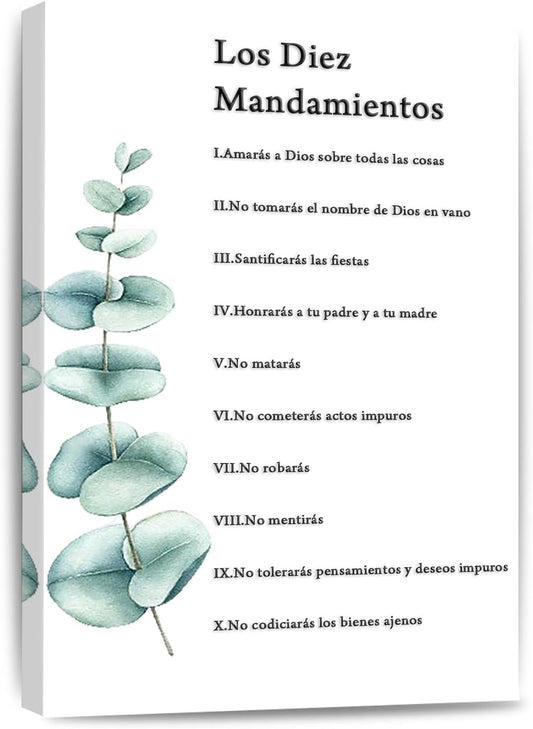 Los 10 Mandamientos En Español Para Pared Canvas Wall Art 10 Commandments Bible Verses Poster Inspirational Print Religious Painting Christian Prayer Room Office Living Home Decor Gifts 16*24 Inch
