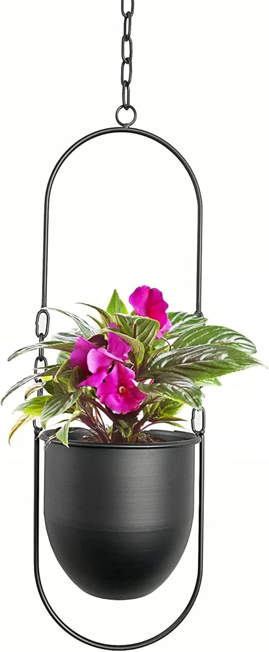 Metal Hanging Planters for Indoor and Outdoor Plants (Black)