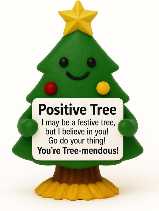 iStatue Positive Tree Hand-Painted Resin Figurine, 5-Inch Christmas Decoration Indoor Desk Décor | Cute Motivational Gift, Stocking Stuffer, Holiday Mantel & Office (Green Tree)