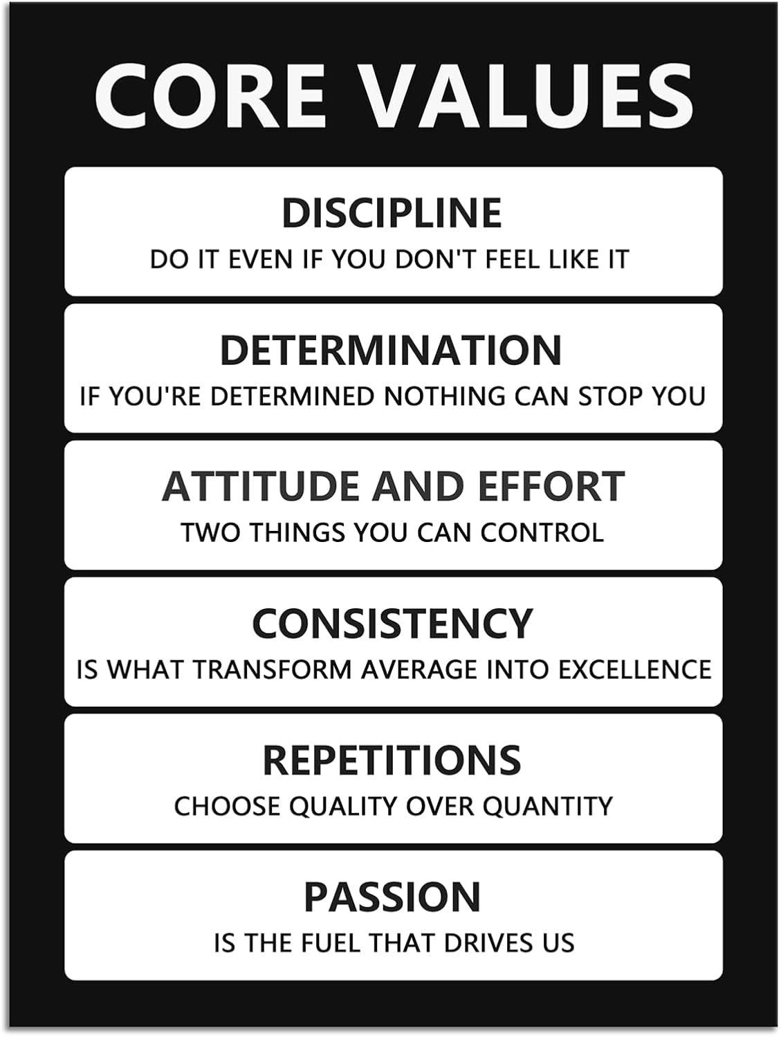 Inspirational Office Wall Art Motivational Print painting Artwork Core Values to Success Wall Decor for Home Classroom Wall Poster Living room Stretched and Frame Ready to Hang[18"W x 24"H]