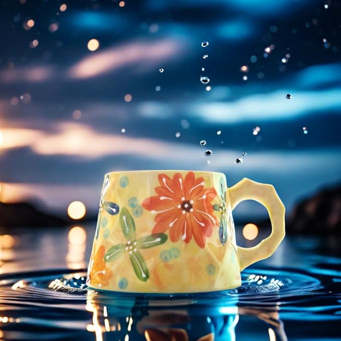 13oz ceramic mug, enlarged and thickened breakfast cup, suitable for spring, summer, autumn and winter, hand-painted cup, a personalized gift for girlfriend.