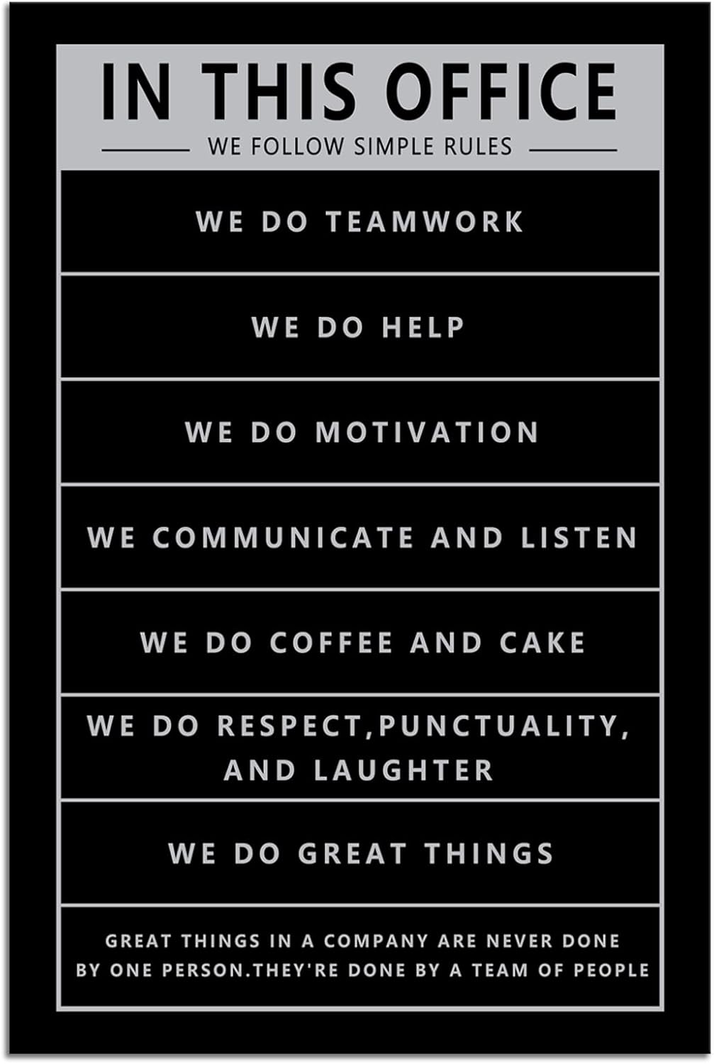 Inspirational Wall Art Inspirational Picture Office Quotes Theme Wall Decor for Motivational Teamwork In This Office Posters Print Artwork Canvas Framed Office Wall Decor[12''W X 18''H]