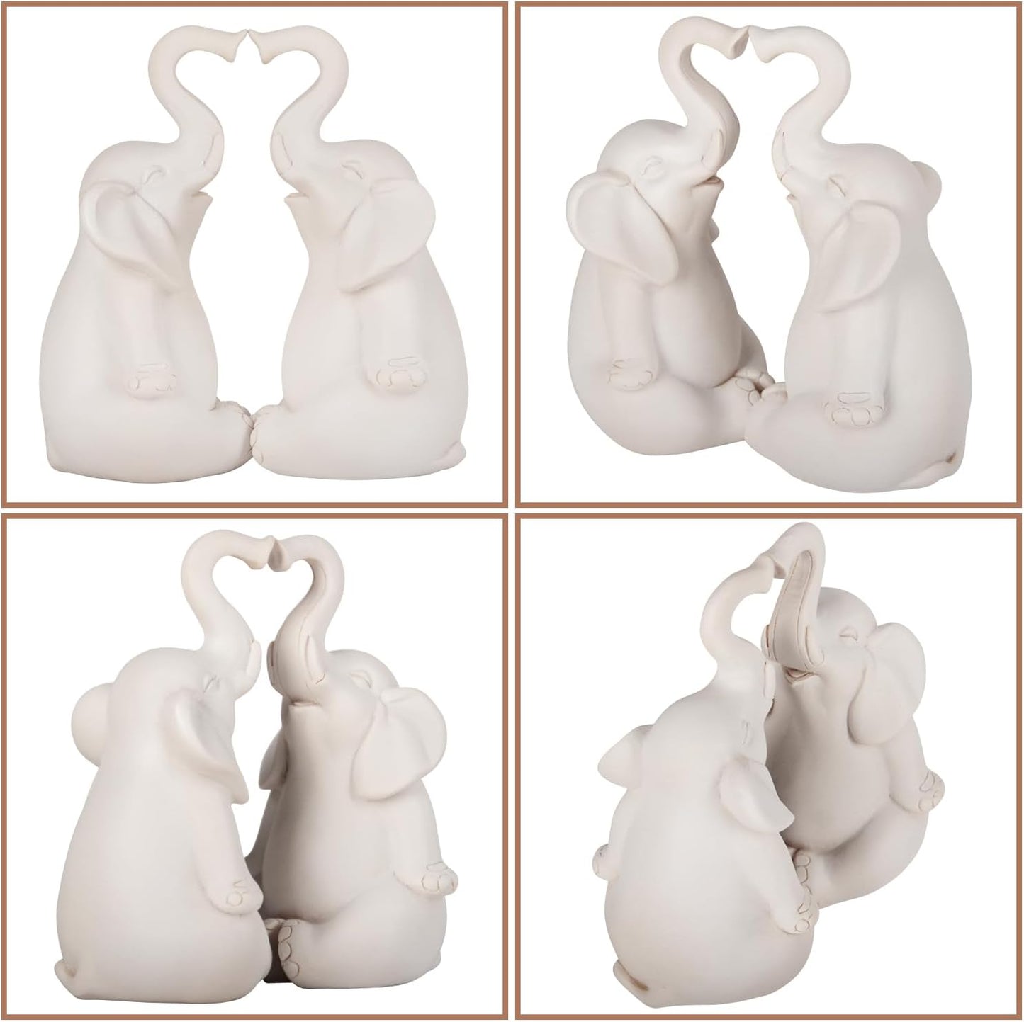 Loving Pair of Elephants - Handmade Elephant Statues - Symbolic Home Decor Figurines for Love, Luck, and Harmony, Ideal Gift for Wedding, Anniversary, Mother's Day