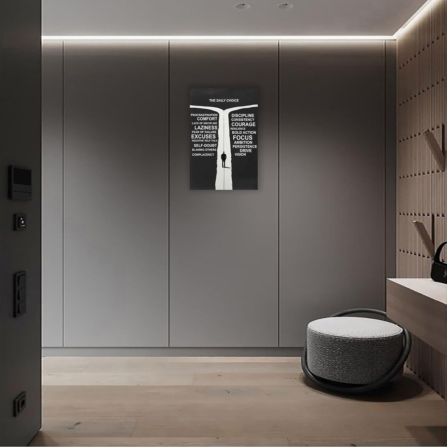 Inspirational Self-Discipline Poster Growing Up The Daily Choice Wall Art Discipline Vs Comfort Choose Prints Painting For Living Room Bedroom Office Wall Decor 16x24in Framed