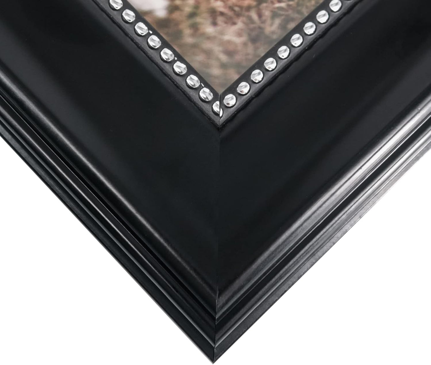 GraduationMall 5x7 Picture Frames, Real Glass, Display Photos for Wall or Tabletop, Black with Silver Beads, 2-Pack