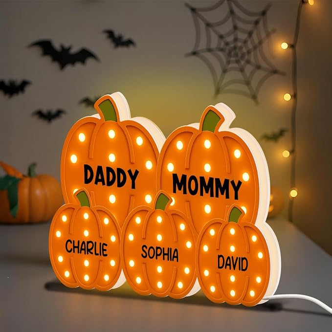 3D Effect Halloween Collapsible Light Up Pumpkin Decor - Halloween Pumpkin Indoor Decor Light Up - Cozy Fall Vibe Home Decoration - Personalized Light Box (Daddy & Mommy Version)