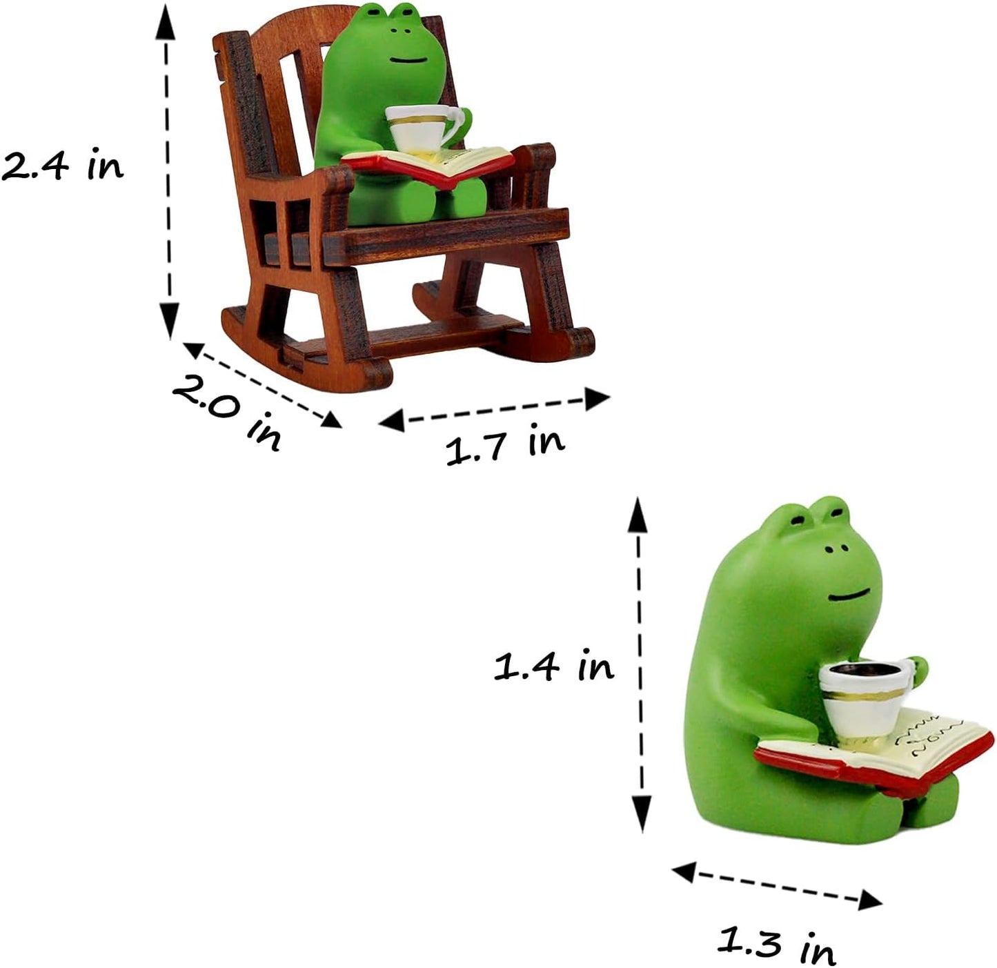 Miniature Frog Figurines - Funny Frog Sculpture for Shelf, Desk Decoration - Frog Desk Accessories - Perfect Cute Frog Gift for Frog Lovers（Rocking Chair）