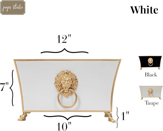 Jaye's Studio Paws and Claws Regency Rectangular Metal Cachepot, White Planter for Countertop, Fluted Planter with Feet, Modern Plant Pot, Centerpiece for Kitchen or Living Room, 12 Inch Vase