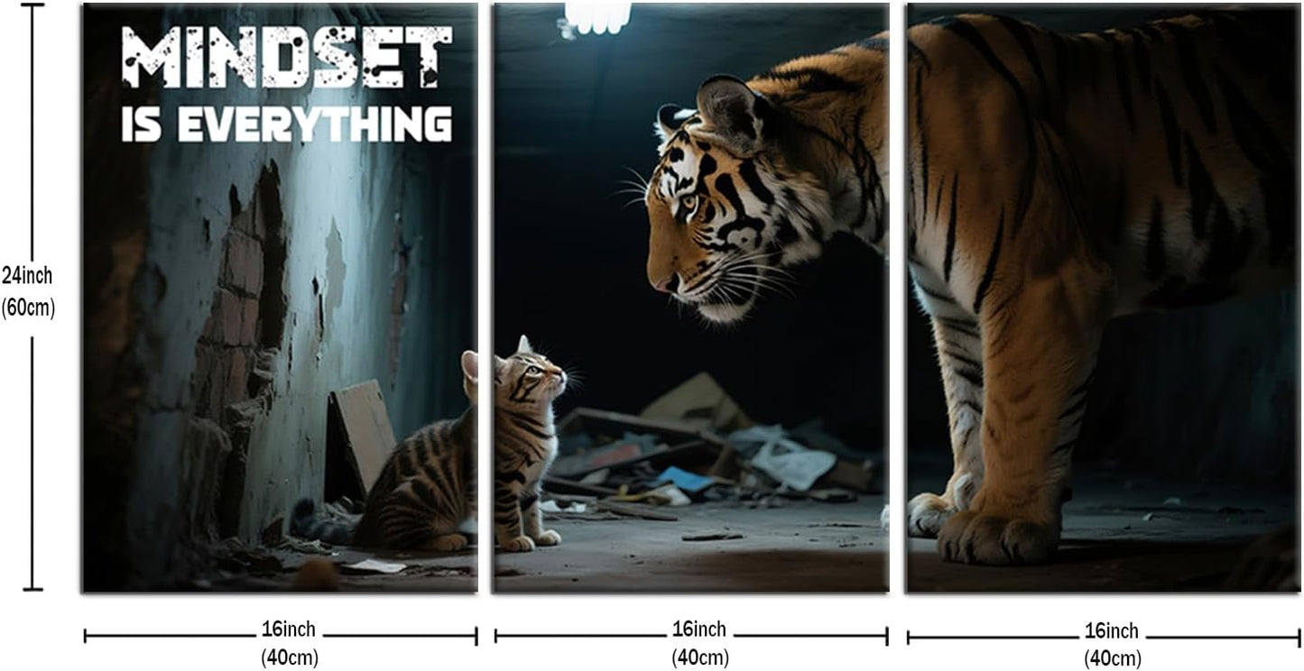 Inspirational Canvas Wall Art Mindset is Everything Picture Painting Entrepreneur Affirmation Quotes Print Poster for Office Home School Wall Decoration Stretched and Framed [48''Wx24''H]