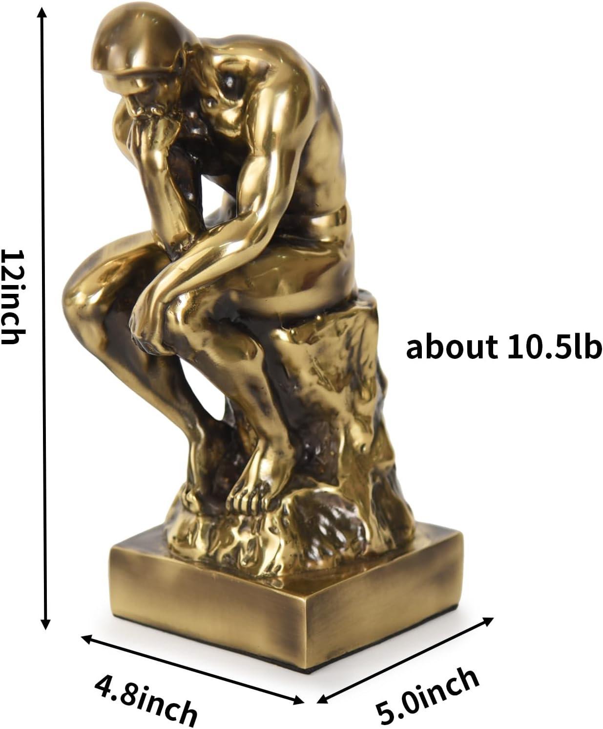 Magicsculp-The Thinker Statue in Brass 12 Inch Museum Grade Collectible Figurine Gift Box-(Large-Brass)