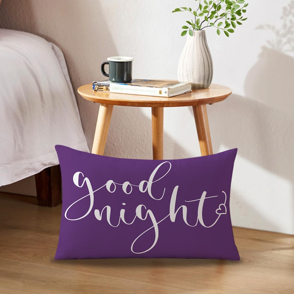 Bedding Decorative Lumbar Pillowcases Sweet Dreams Good Night Cushion Covers Sleep Themed Decorative Throw Pillow Covers 12''x20'',2Pack Super Soft for Bedroom Guest Room Housewarming Gifts (Purple)