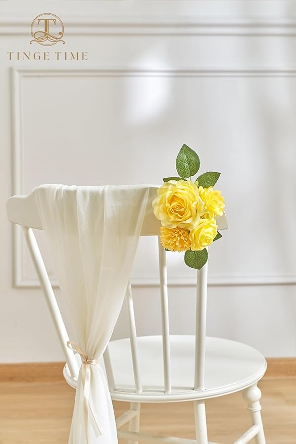 TINGE TIME Yellow Artificial Flowers Combo Box Set, Gradient Color Fake Flower Leaf with Stems for DIY Wedding Bouquets Table Centerpieces Baby Shower Home Party Floral Arrangements Decorations