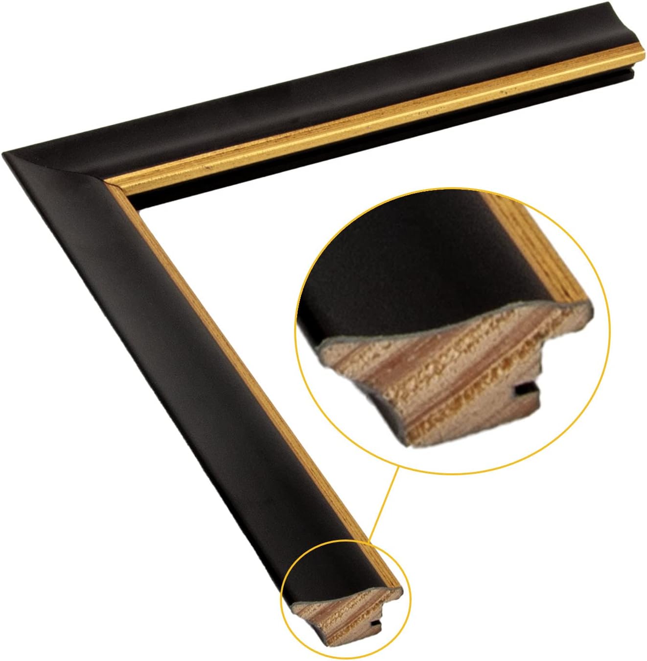 Eitida12x16 in 2 Pack Solid Wood Black and Gold 2 Tone Vintage Antique Retro Poster Picture Frame, Matted for 9x12 Photos, Drawings, Art Prints, Vertical or Horizontal Display, Gold Border