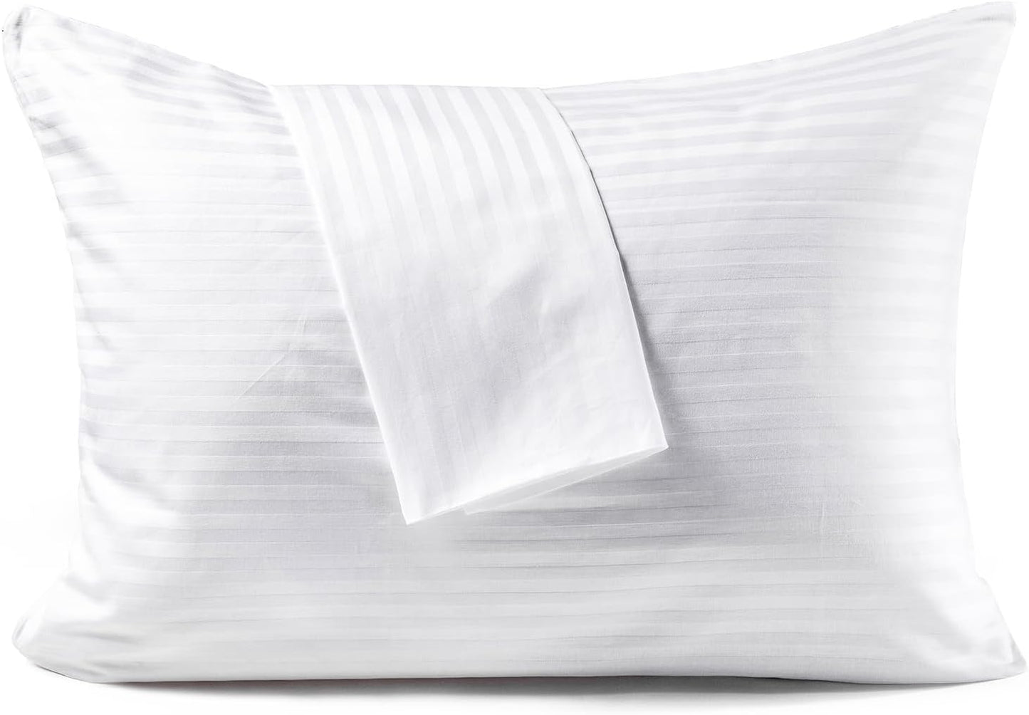 FAUNNA 600TC 100% Cotton Pillow Protectors, Body Size (20x54), 2 Pack, Oeko-TEX Certified, Hotel Grade Pillow Cover with Silent Zipper, Zip Up Pillow Cases, White