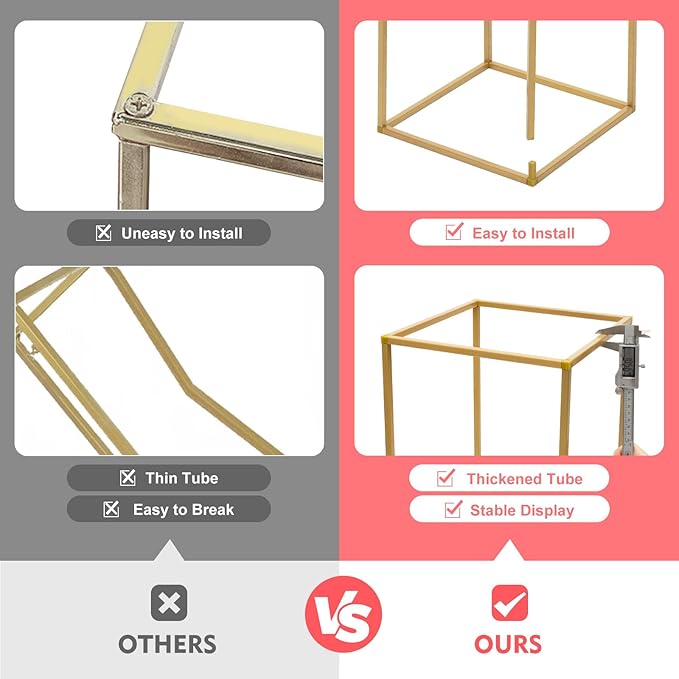 10 Pcs Metal Flower Stand for Wedding Centerpieces Stand Column Vases Wedding Flower Stand Rectangular Geometric Gold Centerpieces Stands for Wedding Decorations Home Party Event (10Pcs 31.49inch)