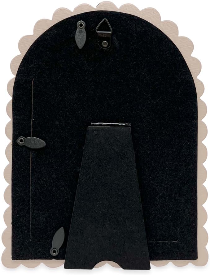 Isaac Jacobs 4x6 Glossy Taupe Double Bauble Arch Photo Frame with Black Fabric Easel, Tabletop, Wall-Mountable, Shelf and Desk, Decorative Art Design, Home Décor (4x6, Glossy Taupe)