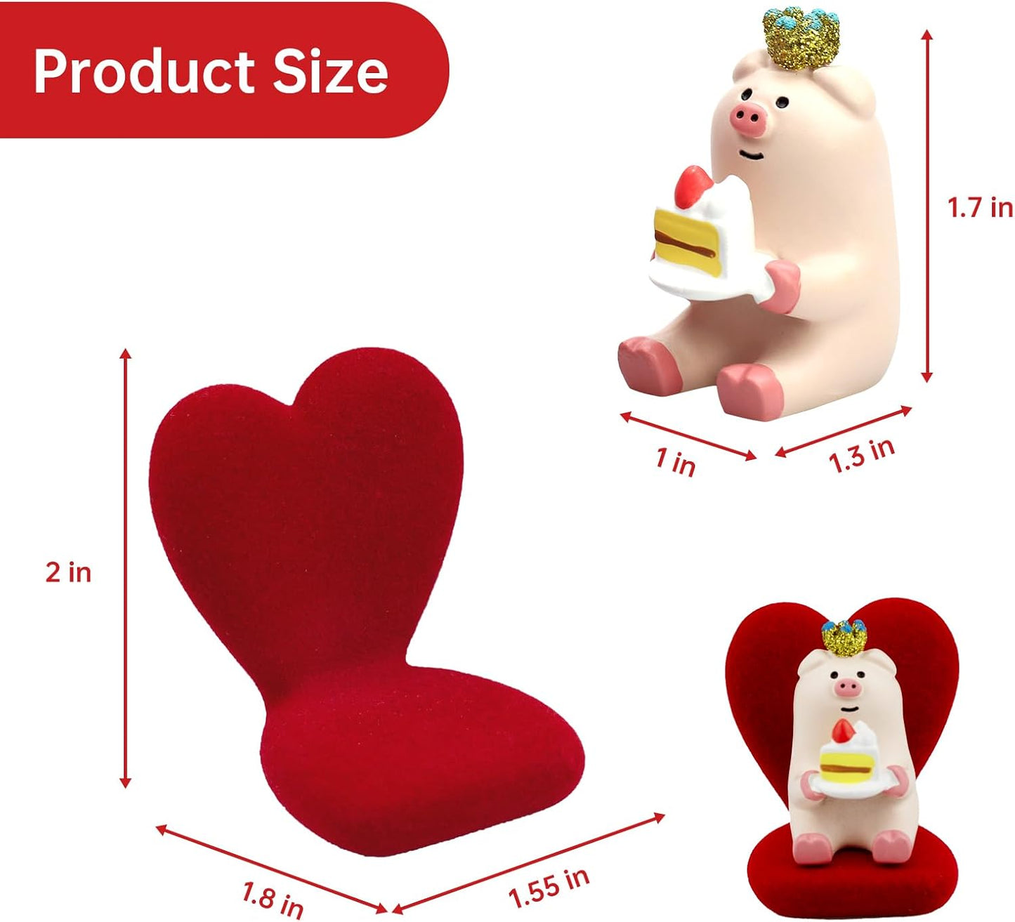 Cute Mini Pig Eating Cake Resin Figurine Apply to for Office, Home Decoration Perfect for Pig Lovers - Heart-Shaped Sofa