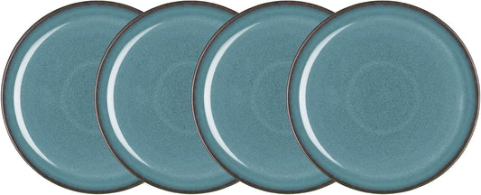 Denby - Azure Coupe Medium Plates Set of 4-8.25in Dinner, Lunch, Salad Plates For Everyday Use - Blue Ceramic Stoneware Tableware - Dishwasher & Microwave Safe - Scratch & Chip Resistant