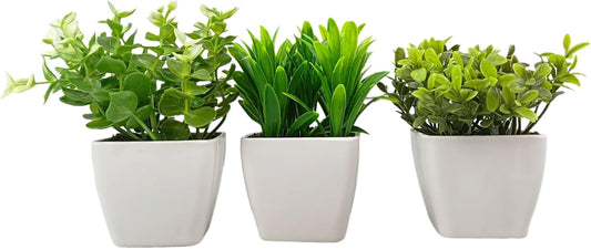 Cutepet 3 Pcs Small Fake Plants, Realistic Artificial Greenery Faux Plants Indoor/Outdoor for Home、 Office Desk & Bathroom Decorations,Adjustable Leaves, Maintenance-Free