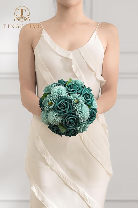 TINGE TIME Green Flowers, Artificial Flowers Combo Box Set with Stems for DIY Wedding Bouquets Table Centerpieces Baby Shower Home Party Floral Arrangements Decorations