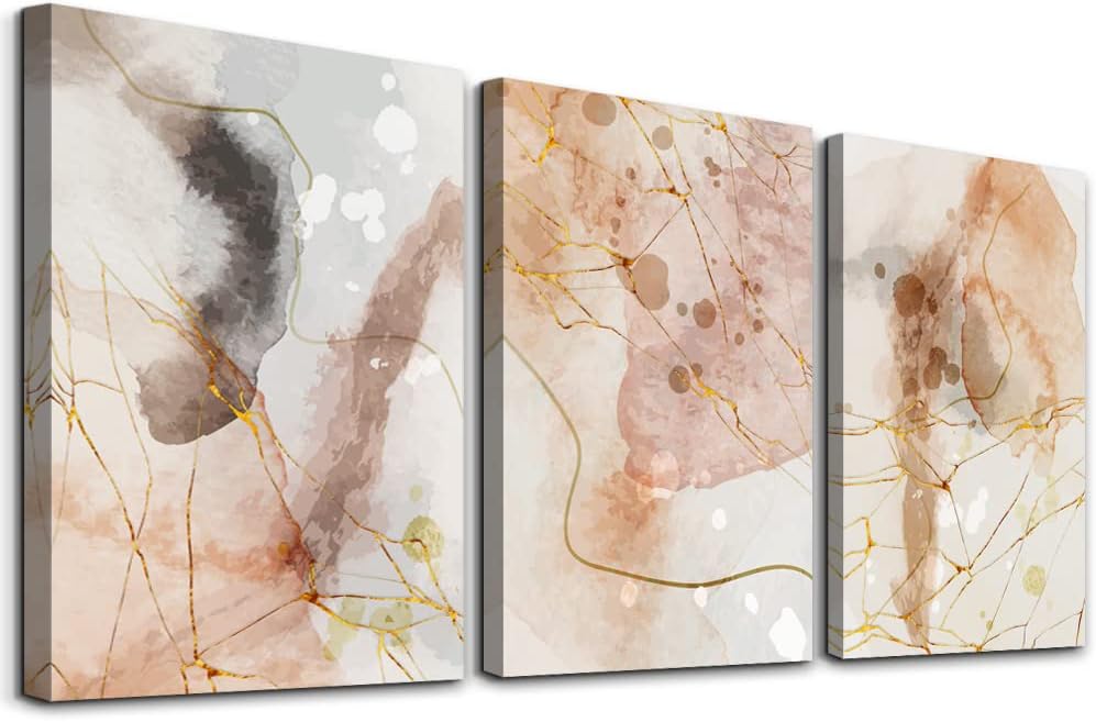 MHARTK66 Boho Wall Decor Living Room Canvas Wall Art for Bedroom Minimalist Abstract Ink Wall Paintings Large Size Wall Decorations for Office Dormitory Wall Pictures Framed Home Decoration 3 Piece