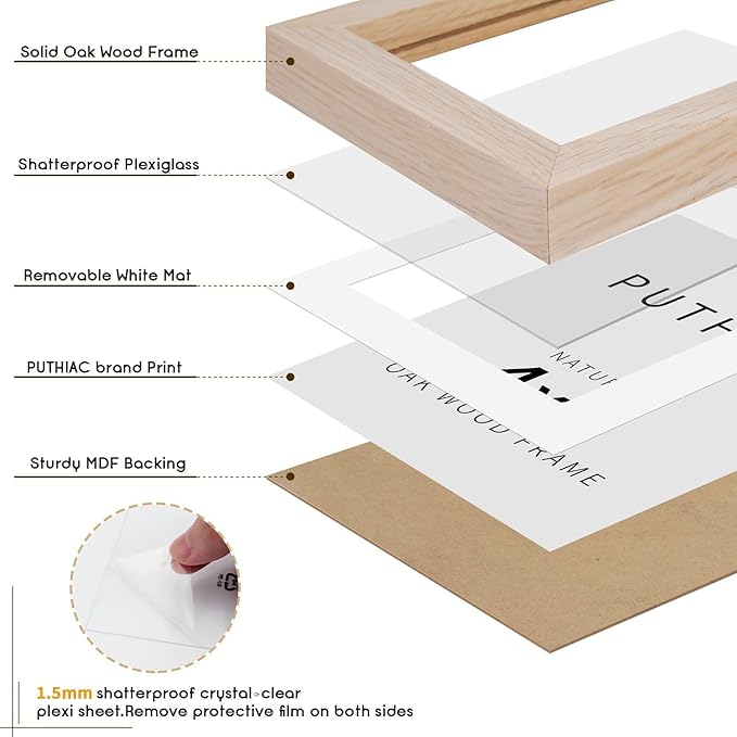 4x6 Oak Wood Picture Frame - 4"x6" Photo Frame, 4x6 Picture Frame Wood, Natural Solid Wooden Picture Frames for Wall Art Photo and Prints(3 Pack, Beige)