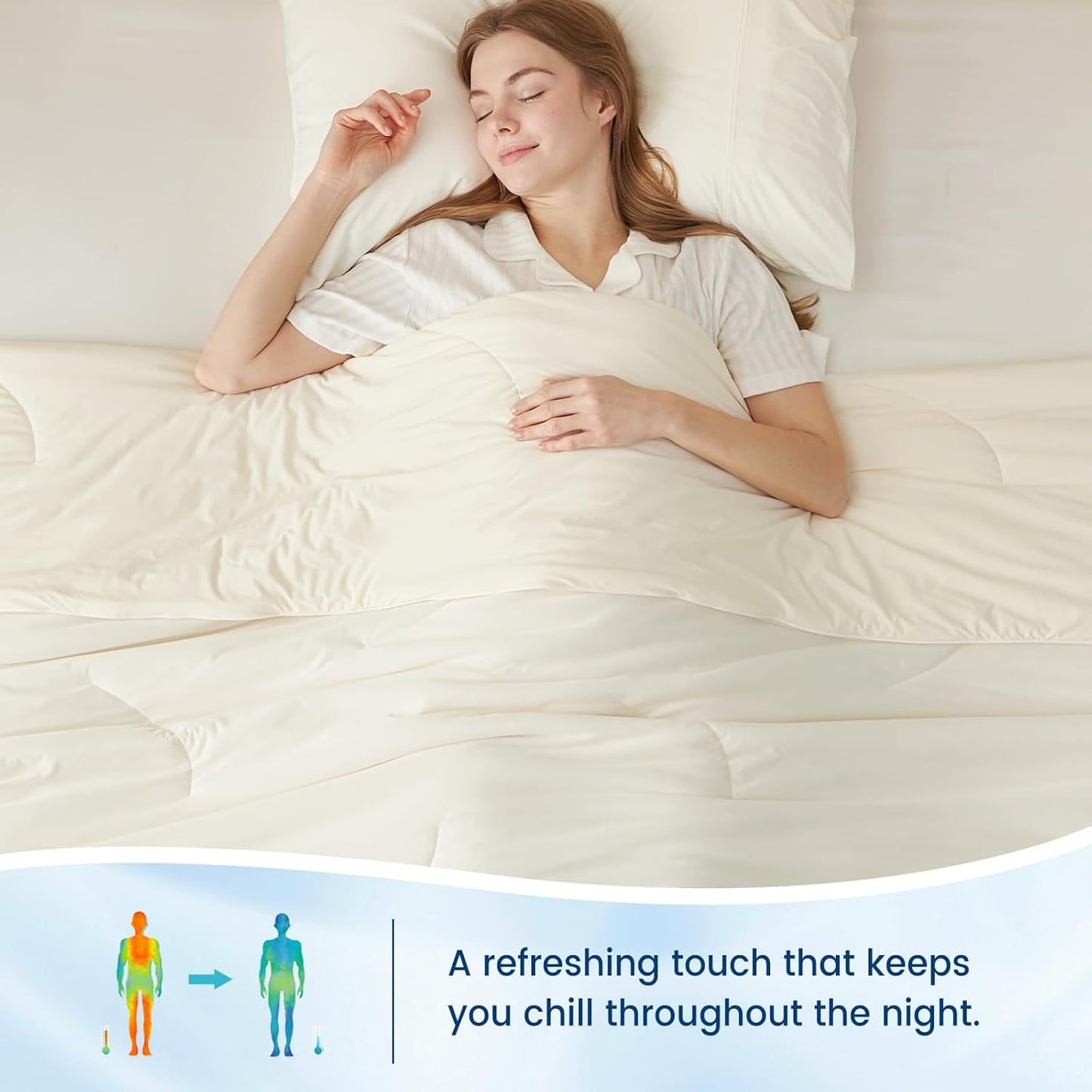 Cozy Bliss Cooling Comforter Twin Size Dual-Sided, Ultra-Soft Cooling Blankets for Hot Sleepers and Night Sweats, Breathable Lightweight Silky Smooth, Snow Ivory