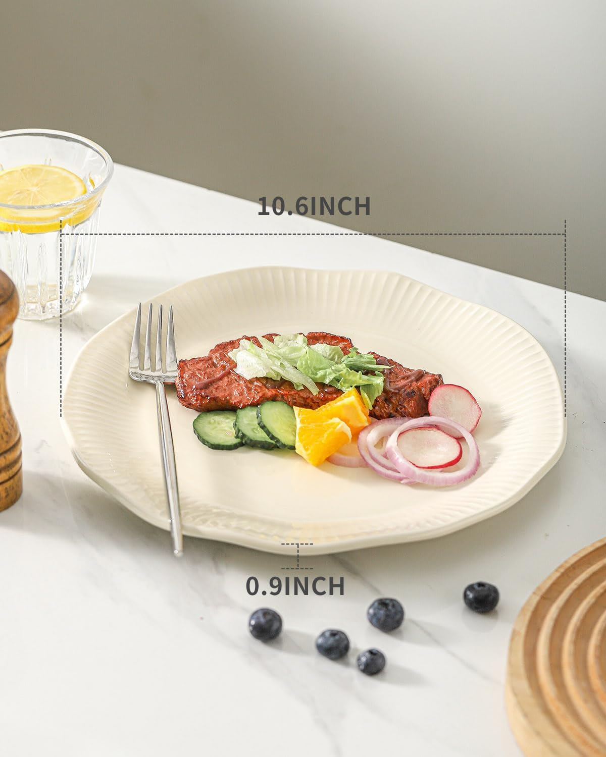 Hasense Dinner Plates, 10 Inch Ceramic Dishes Set of 4 for Kitchen, Porcelain Plates for Restaurant, Microwave Oven and Dishwasher Safe, Ivory