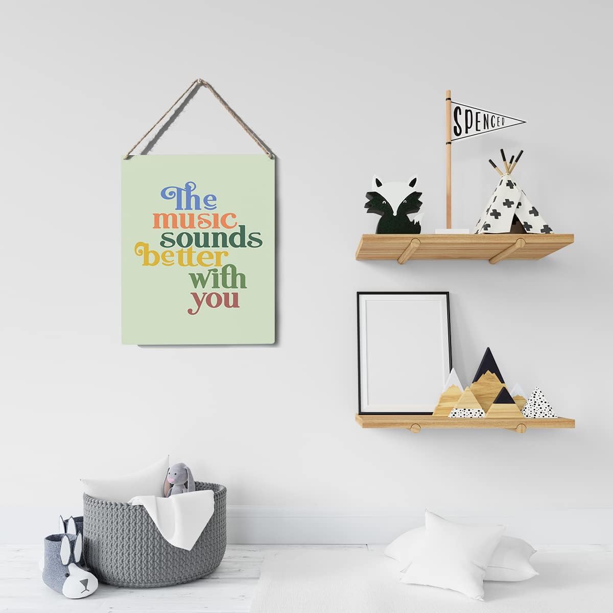 Funny Music Decor Gifts for Women Men Colorful Wood Wall Sign Christmas Birthday Housewarming New Home Gifts for Women Men Friend Coworkers Neighbor Wooden Plaque Home Decor Artwork 8”X10”