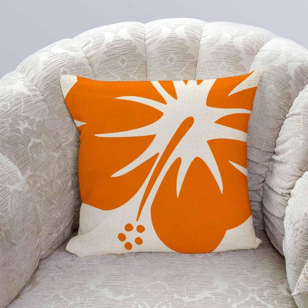IBILIU Throw Pillow Covers Orange Hibiscus Cushion Pillow Case Home Decor Pillowcase 18x18 Inches