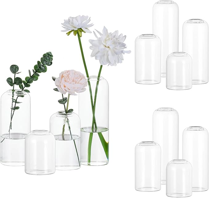 Glasseam Glass Bud Vase for Centerpieces, 12pcs Small Flower Vase in Bulk for Single Rose Bouquet, Modern Minimalis Clear Table Centerpieces for t Wedding Party Living Room Bathroom Kitchen Home Decor