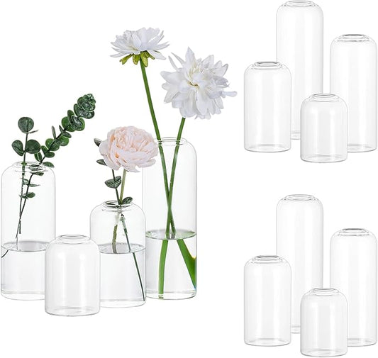 Glasseam Glass Bud Vase for Centerpieces, 12pcs Small Flower Vase in Bulk for Single Rose Bouquet, Modern Minimalis Clear Table Centerpieces for t Wedding Party Living Room Bathroom Kitchen Home Decor
