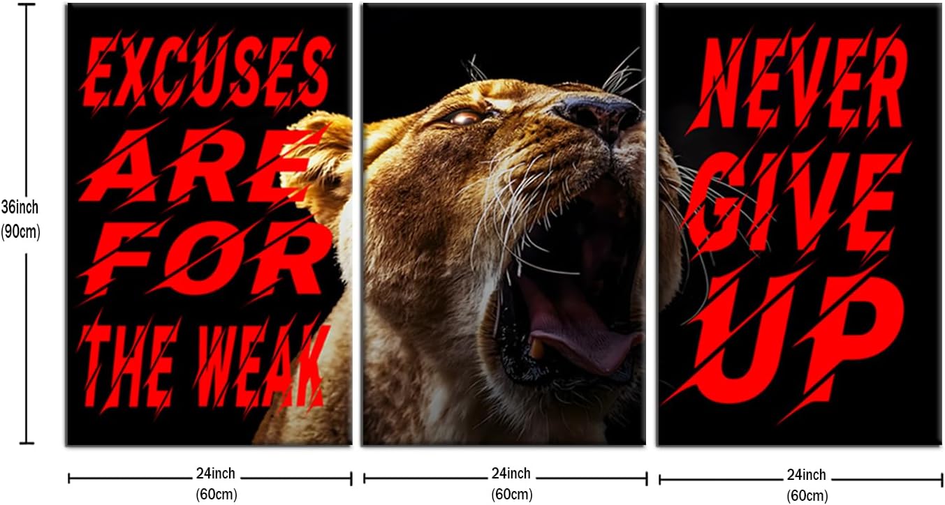 Inspirational Wall Art Positive Entrepreneur Print Poster Quotes Motivational Picture Painting Modern Wooden Framed for Living Room Office Gym Artwork Stretched and Framed [72''Wx36''H]