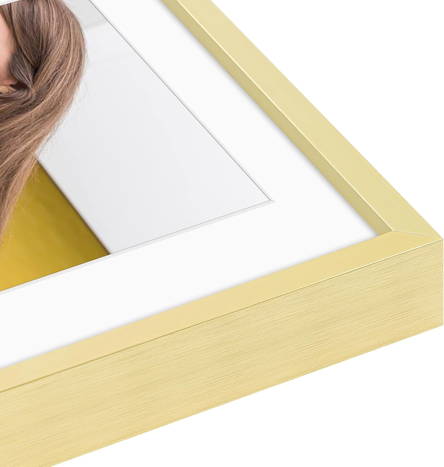 Frametory - 12x16 Aluminum Collage Picture Frame - Display 5x7 Pictures with 4 Openings Mat - Real Glass Front - Horizontal/Vertical Wall Mount - Gold 1 Pack