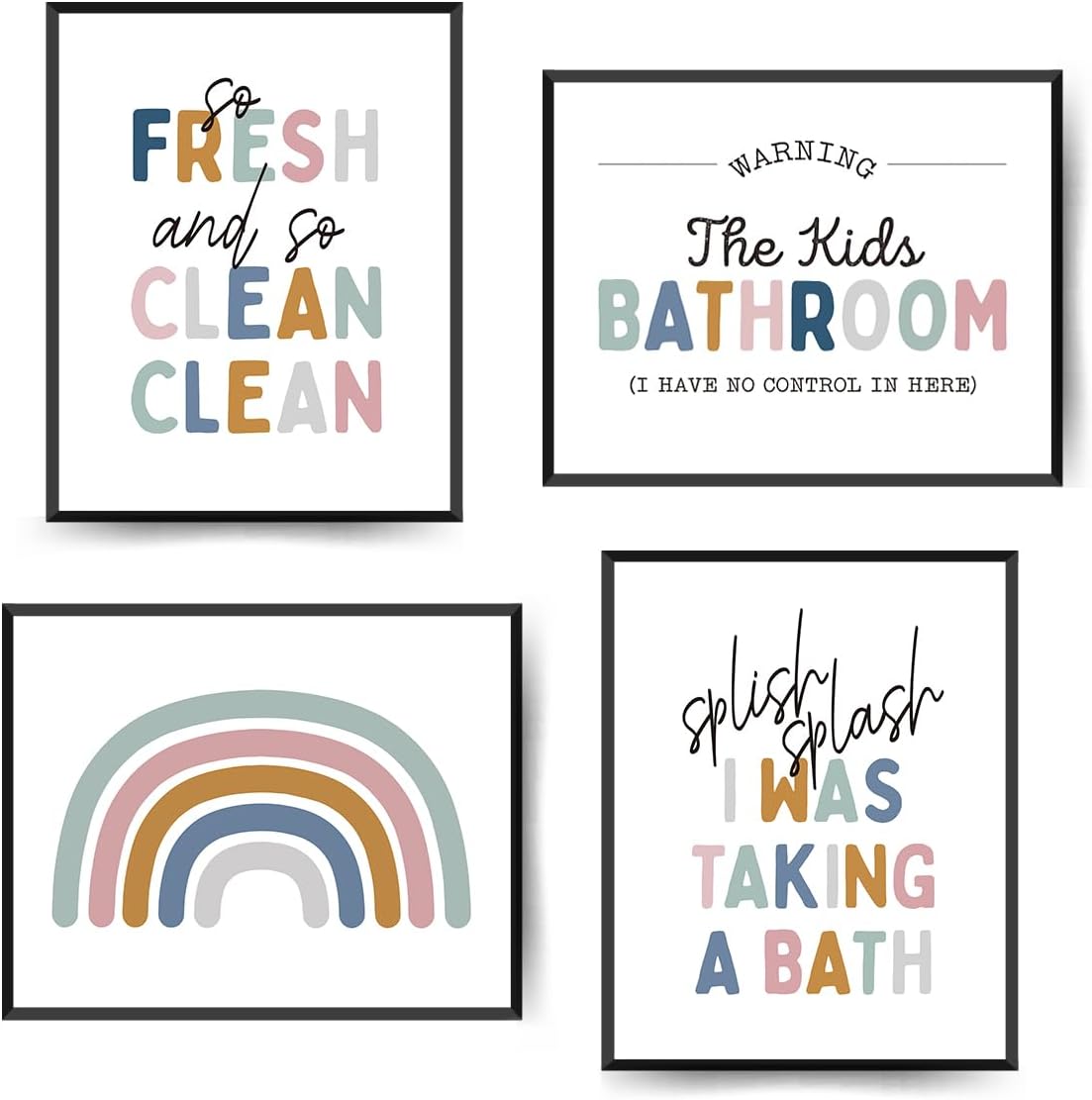 ETVISO Alphabet Numbers Posters Set of 4, Let's Play Let's Read Wall Decor for Classroom Toddler Playroom Nursery, 8x10 (Unframed)