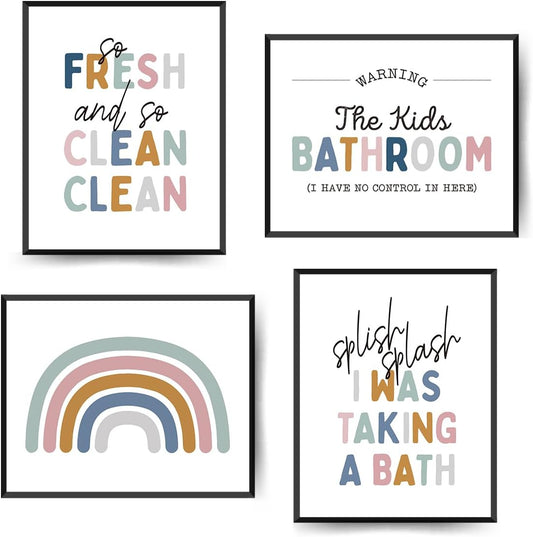 ETVISO Alphabet Numbers Posters Set of 4, Let's Play Let's Read Wall Decor for Classroom Toddler Playroom Nursery, 8x10 (Unframed)