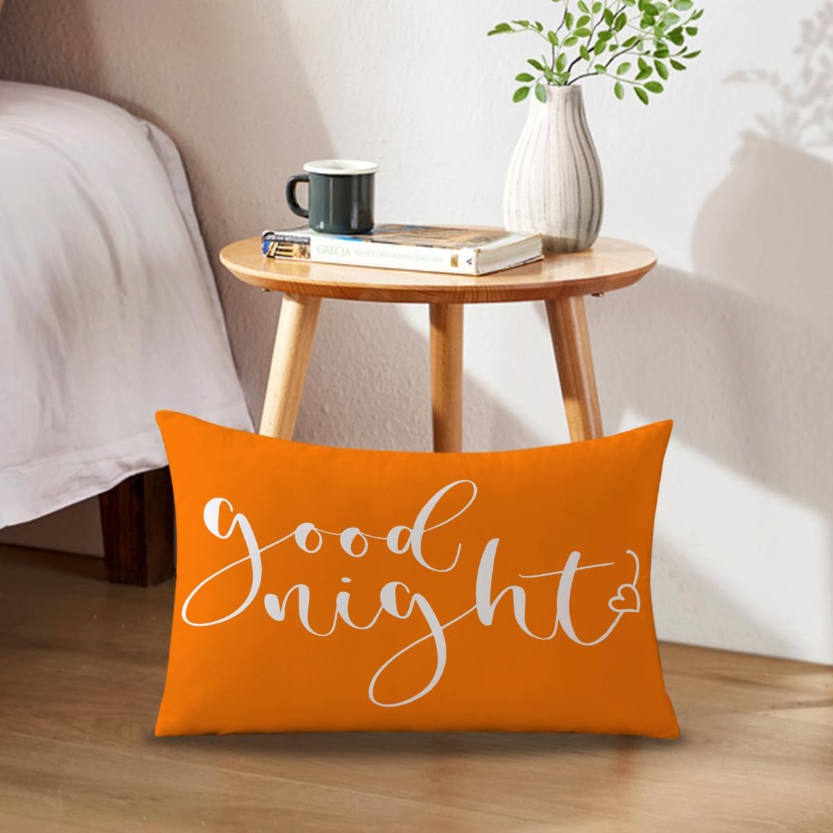 Bedding Decorative Lumbar Pillowcases Sweet Dreams Good Night Cushion Covers Sleep Themed Decorative Throw Pillow Covers 12''x20'',2Pack Super Soft for Bedroom Guest Room Housewarming Gifts (Orange)