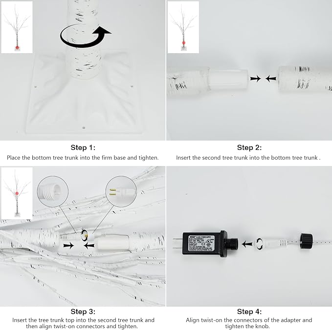 Twinkle Star Lighted Birch Tree 6 Feet 96 LED for Home Wedding Festival Party Christmas Decoration