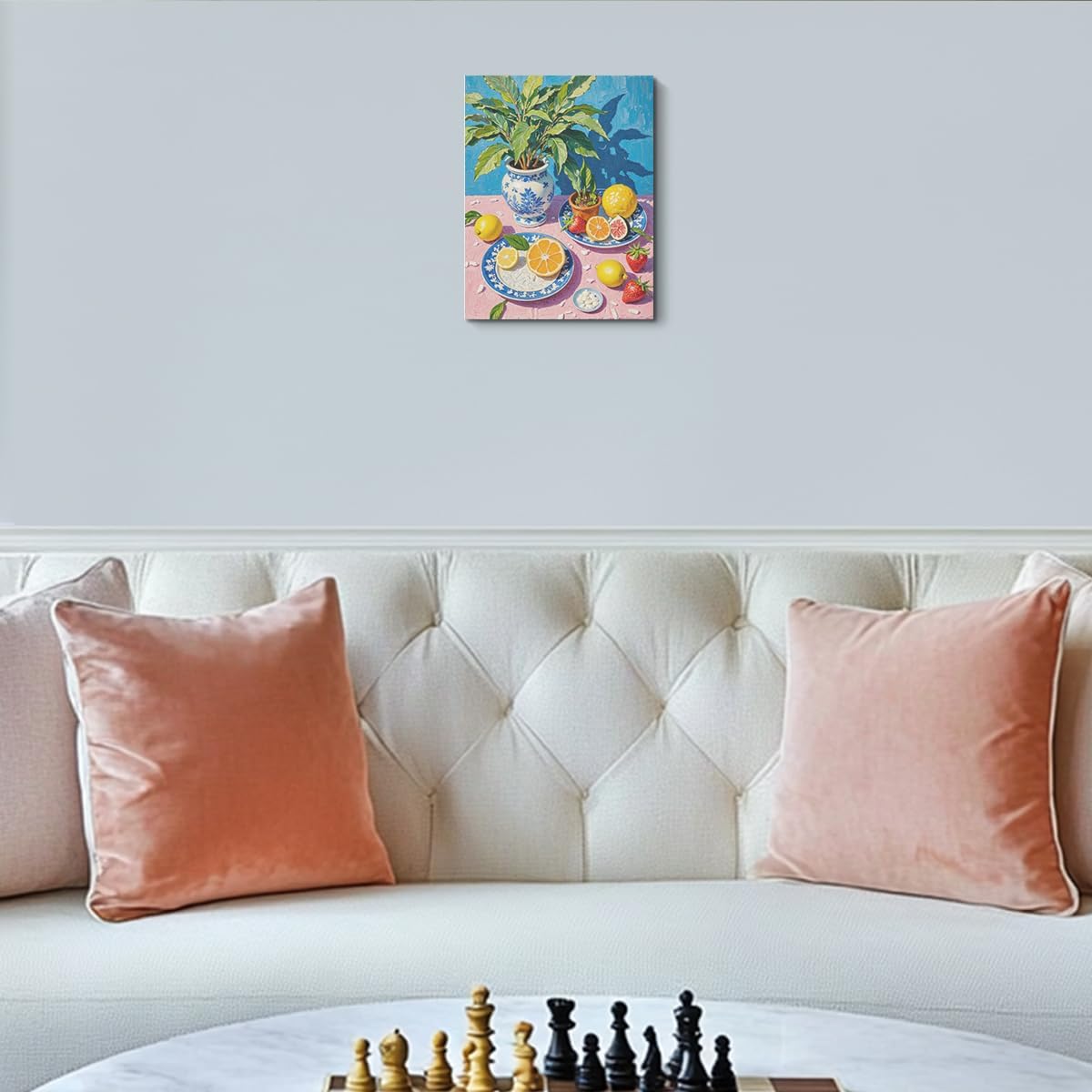 Italy Lemon Wall Art, Botanical Still Life Oil Painting Canvas Framed Prints Modern Decorations, Fruit Theme Poster for Living Room Dining room Entryway Farmhouse Bedroom