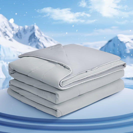 COHOME Cooling Comforter Twin/Twin XL, Cooling Blanket for Hot Sleeper and Night Sweats, Cold Touch Fabric Absorbs Body Heat, Double-Sided Cool Design Soft Fluffy (Grey, (68"X90"))