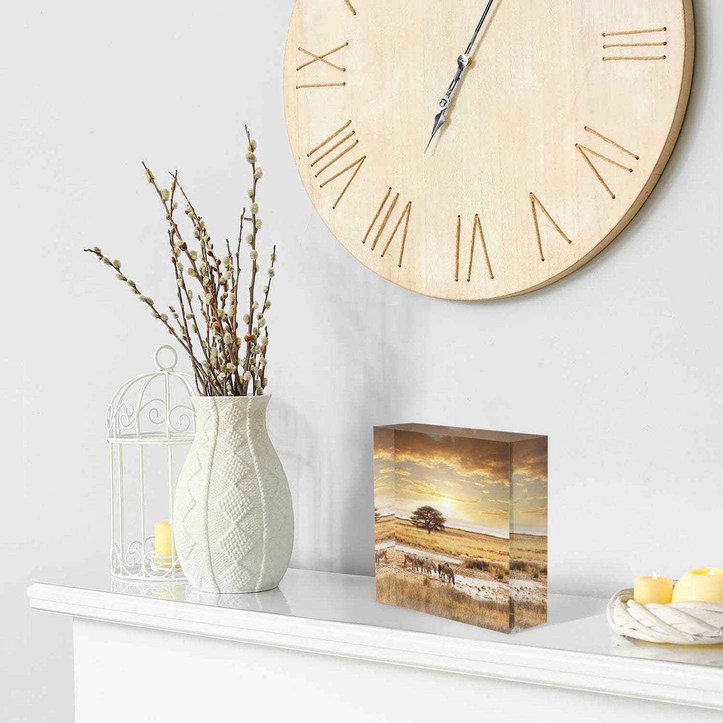 Home Office Desk Decor Sunset African Safari Encouraging Gifts for Women | Retirement Gift for Woman | Thank You Gifts | Birthday Present, 4x4x1inch