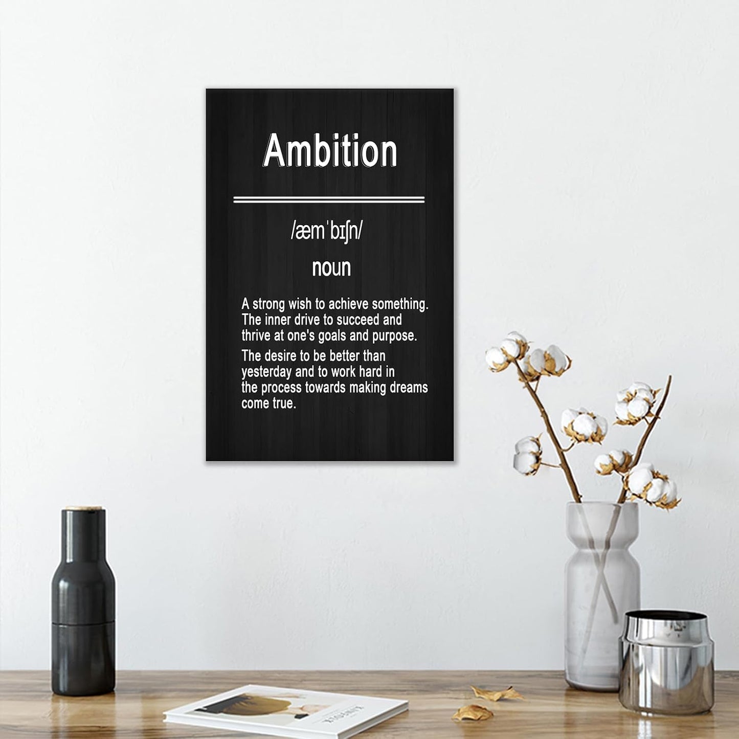 Inspirational Canvas Wall Art Ambition Motivational Entrepreneur Quotes Poster Print Positive Saying Words Picture Painting Artwork for Home Decoration Teens Room Bedroom Ready to Hang [12''W X 18''H]