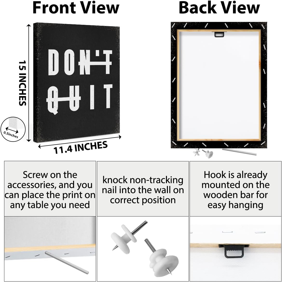 Inspirational Motivational Don't Quit Wall Art Posters Executive Quotes Poster Print Phrase Wall Art Positive Quotes, Positive Affirmations Wall Decor for Gym Bedroom Classroom Study Office Room