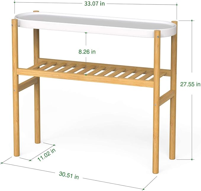 Wisuce Bamboo Shelf Indoor, 2 Tier Window Tall Stand Table for Multiple Plants…