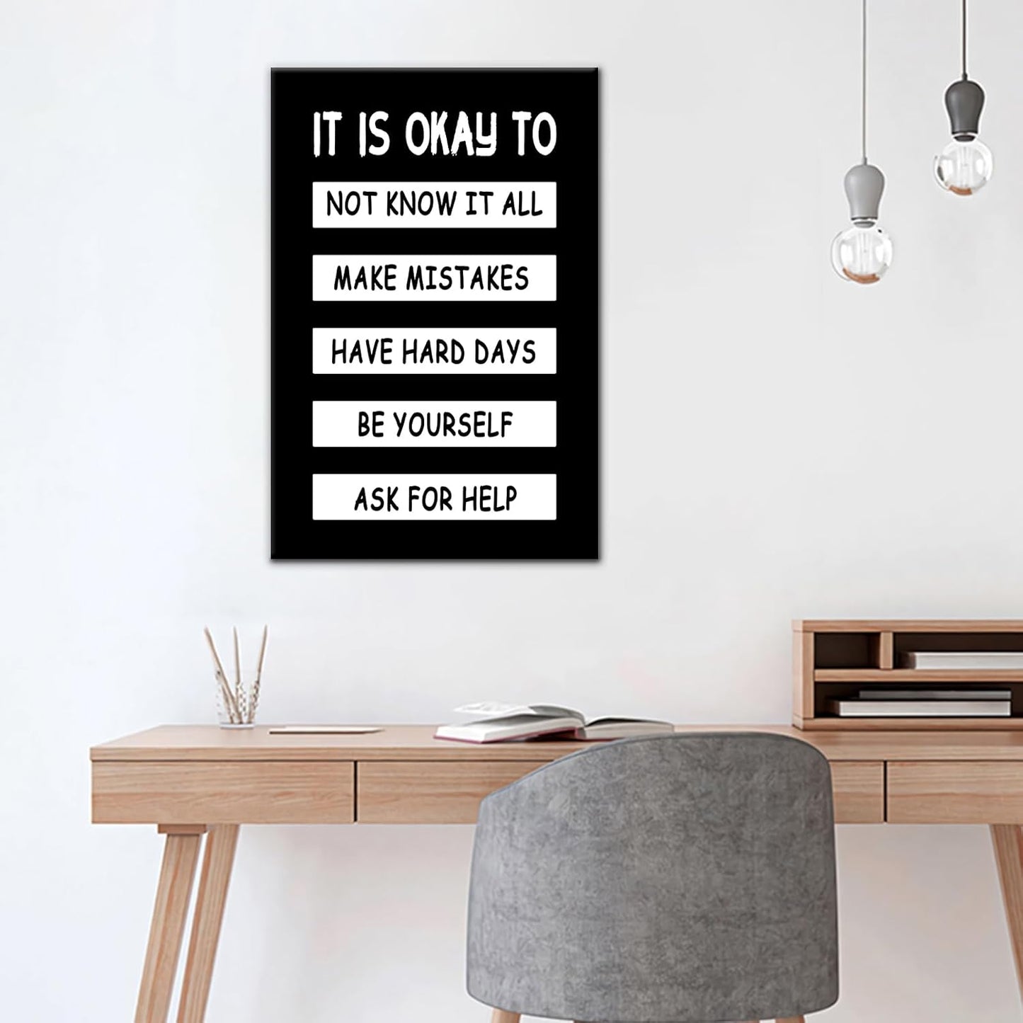 Inspirational Wall Art It Is Okay To Be Yourself Classroom Wall Decor Teacher Supplies Playroom Decor Motivational Quotes School Office Poster Print Artwork Ready to Hang [12''W X 18''H]