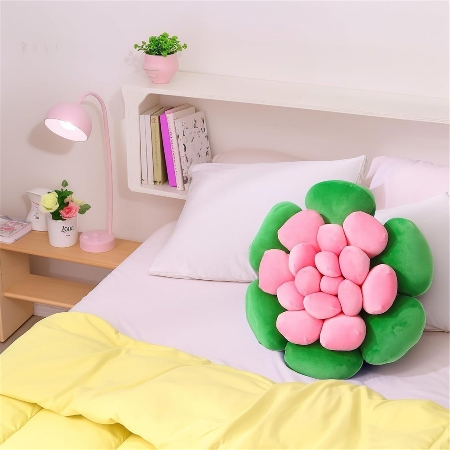 Fleshy Greenery Plush Cushion – Hand-Stitched 3D Flower Throw, Botanical-Shaped Accent for Bedroom, Living Room, and Home Décor, 40cm/15.75inch