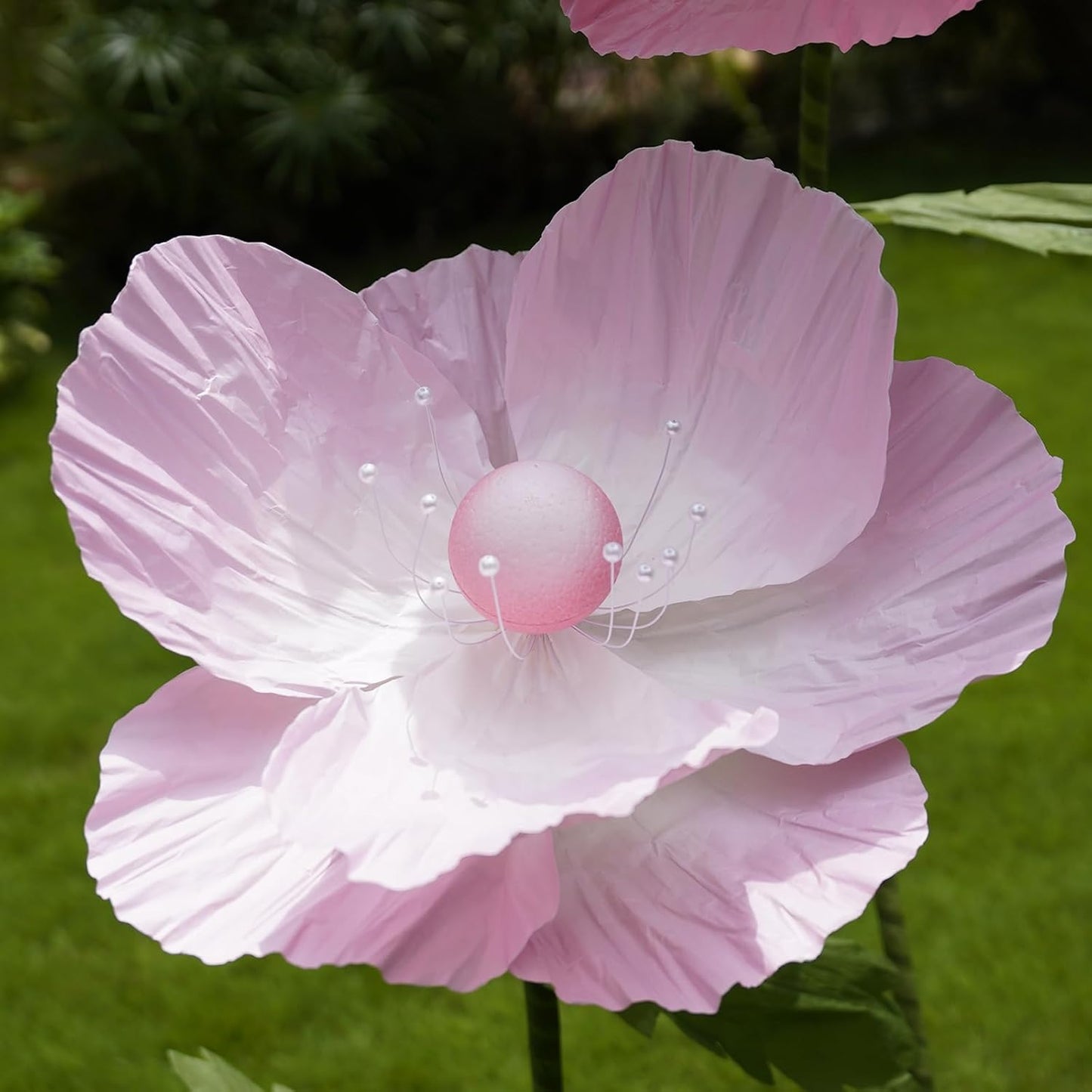 Giant Flowers for Decoration,Large Paper Flowers with Standing Stems and Base,3 pcs Artificial Flowers for Home Decor, Wedding Decorate, Photography Props, Party Banquet (Pink)