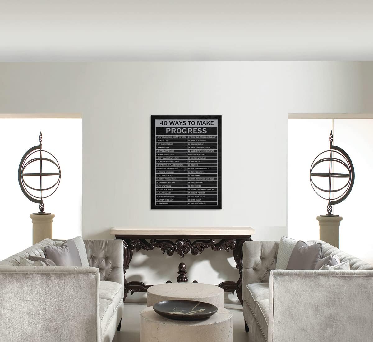 Inspirational 40 Ways to Make Progress Wall Art Motivational Entrepreneur Quotes Painting Prints on Canvas Modern Inspiring Posters Prints Artwork Home Office Classroom Decor[30" W X 40" H]