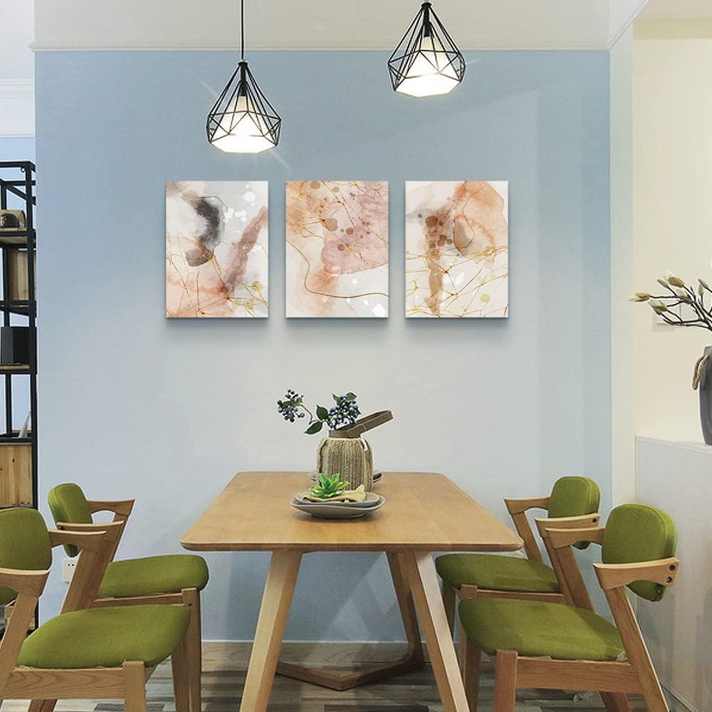 MHARTK66 Boho Wall Decor Living Room Canvas Wall Art for Bedroom Minimalist Abstract Ink Wall Paintings Large Size Wall Decorations for Office Dormitory Wall Pictures Framed Home Decoration 3 Piece