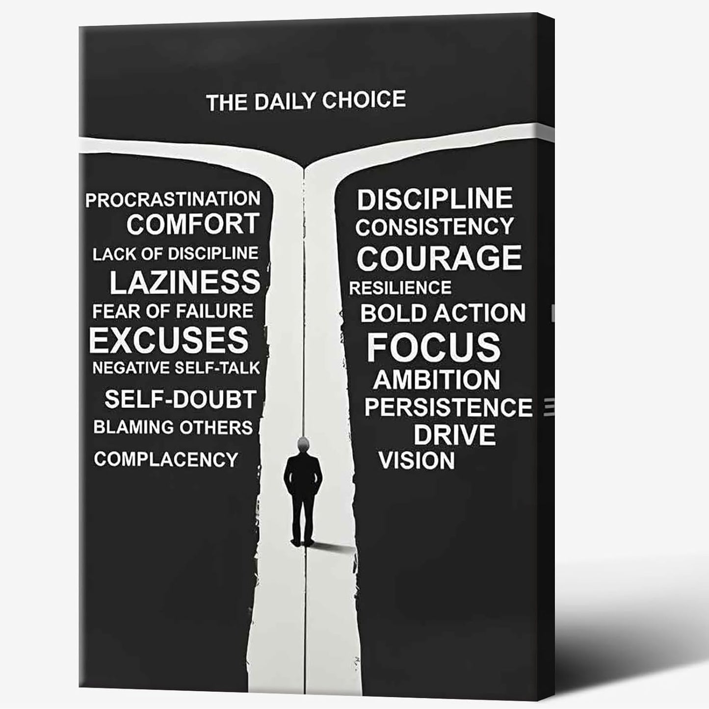 Inspirational Self-Discipline Poster Growing Up The Daily Choice Wall Art Discipline Vs Comfort Choose Prints Painting For Living Room Bedroom Office Wall Decor 16x24in Framed